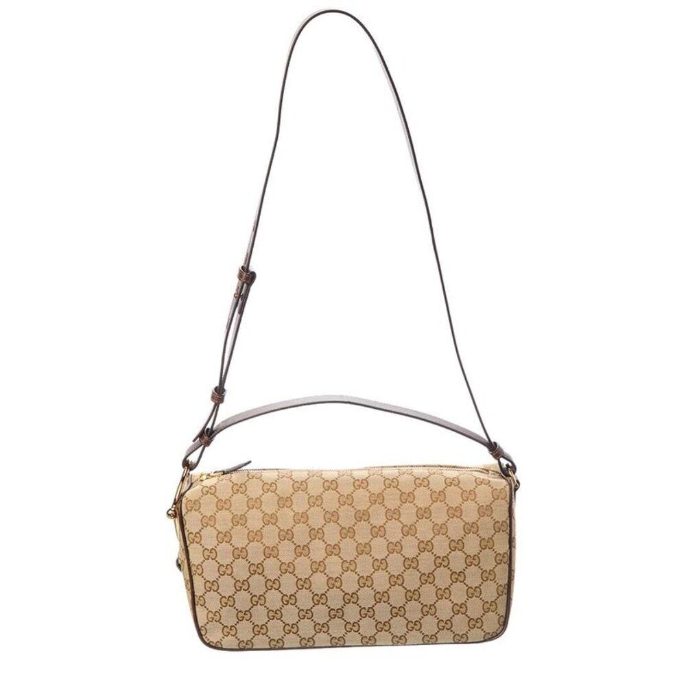 Gucci Half Horsebit Medium Gg Canvas & Leather Shoulder Bag